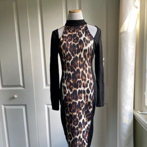 Venus Leopard Print Dress w/ Cutout Shoulders